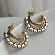 ARETE DOBLE CON CRISTAL BLANCO