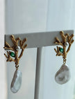ARETE PERLA Y CRISTAL VERDE