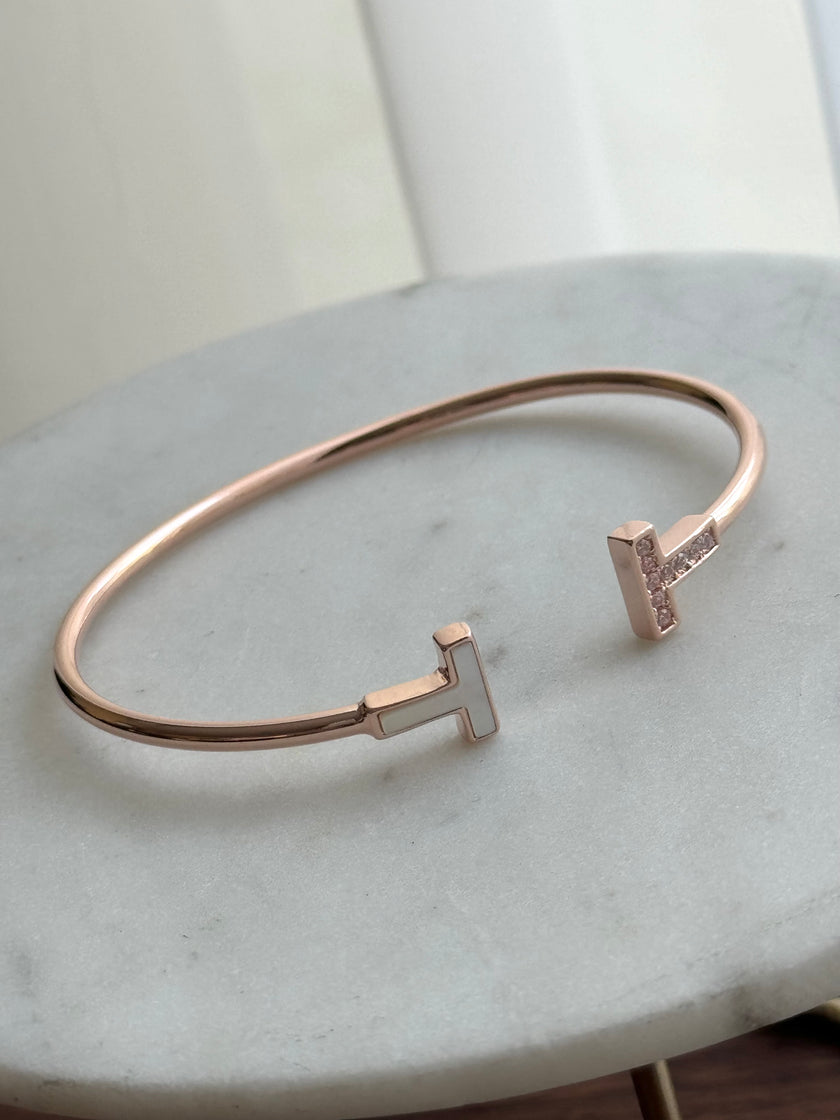 PULSERA DOBLE T ABIERTO