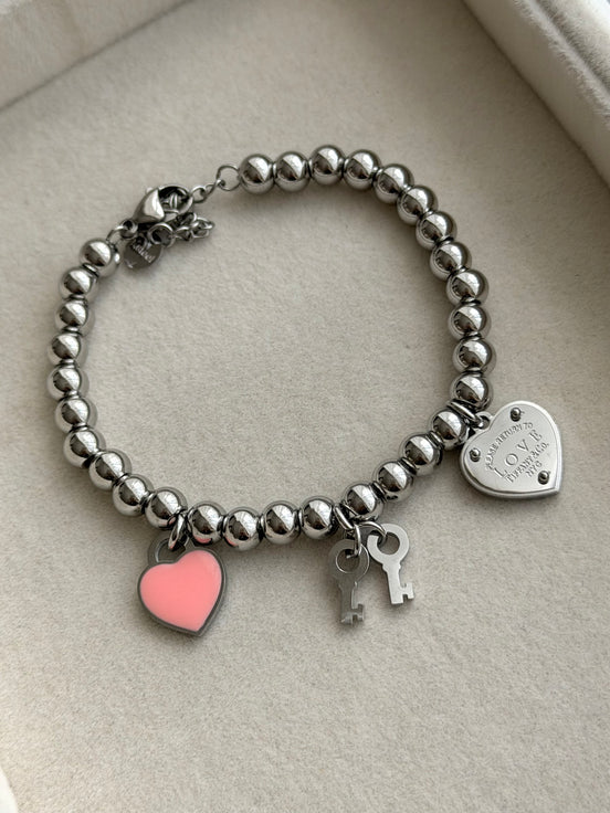 PULSERA BOLITAS CON LLAVES