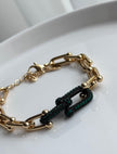 PULSERA ESLABÓN CRISTAL VERDE