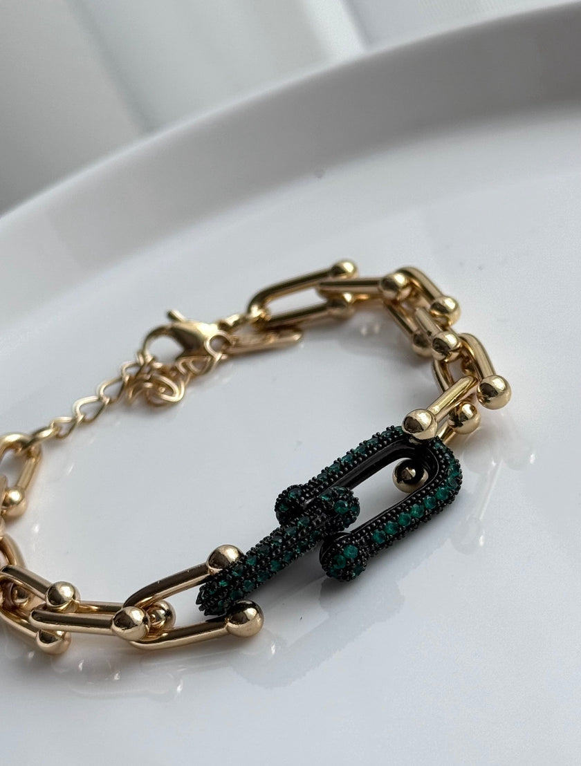 PULSERA ESLABÓN CRISTAL VERDE