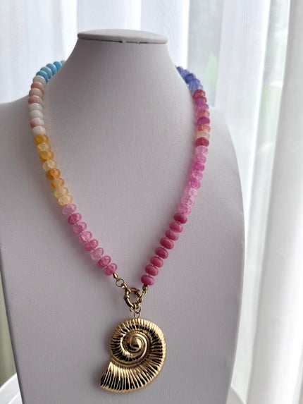 COLLAR POEDRA CRISTAL COLORES DIJE CARACOL