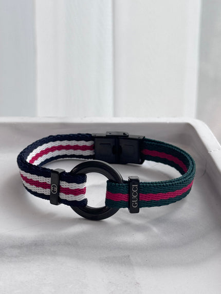 PULSERA TELA PLACA NEGRA