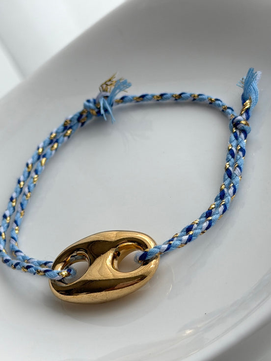 PULSERA ESLABÓN HILO AZUL