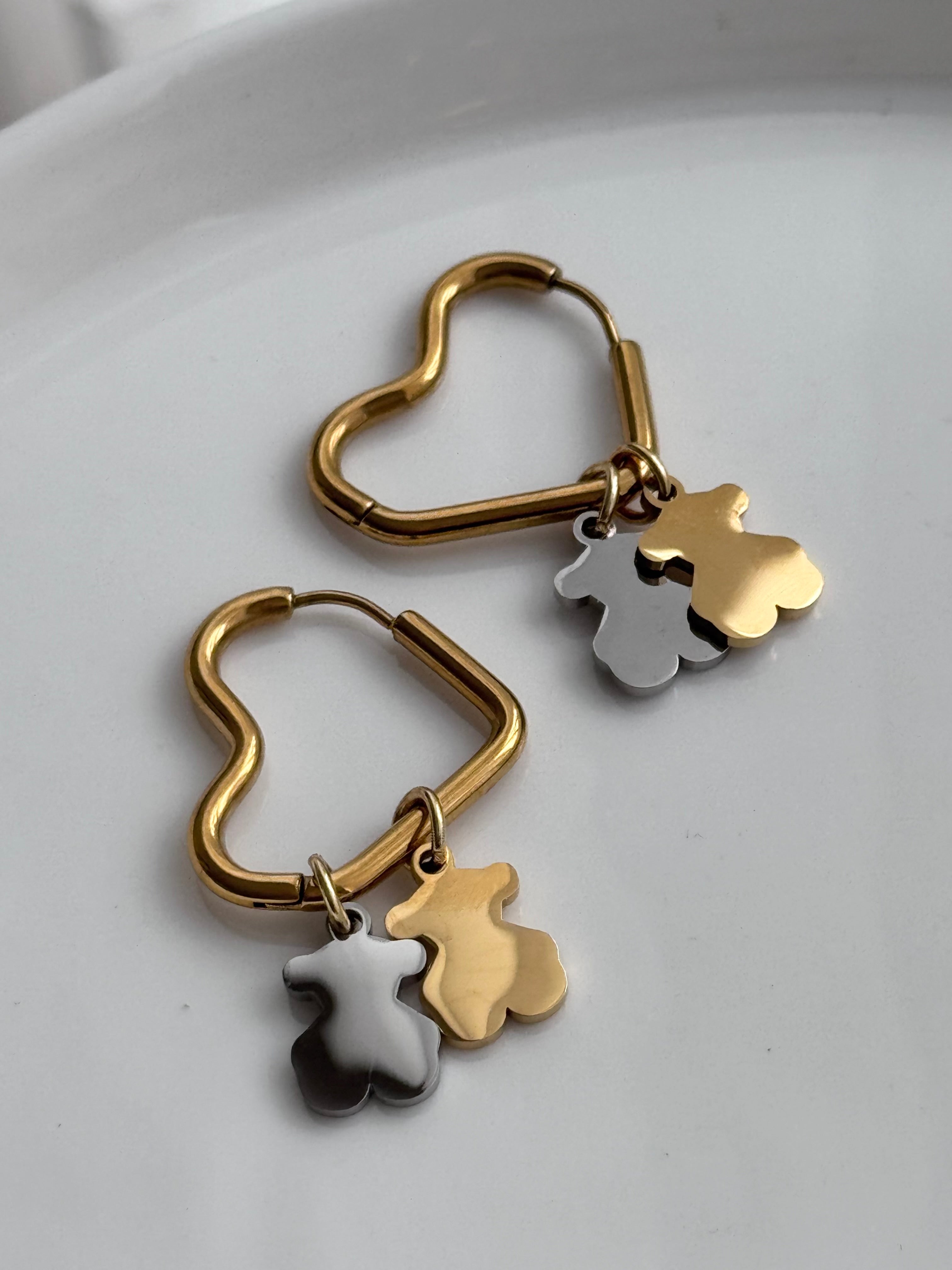 ARRACADA CORAZON CON OSITOS