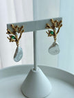 ARETE PERLA Y CRISTAL VERDE