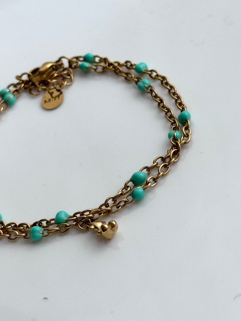 PULSERA DOBLE CADENA AZUL