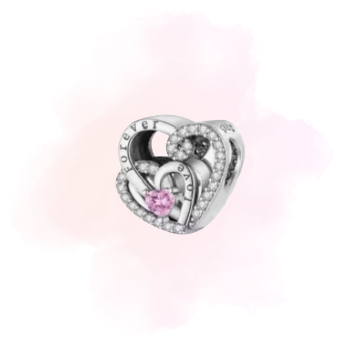 CHARM CORAZON ZIRCONIA ROSA