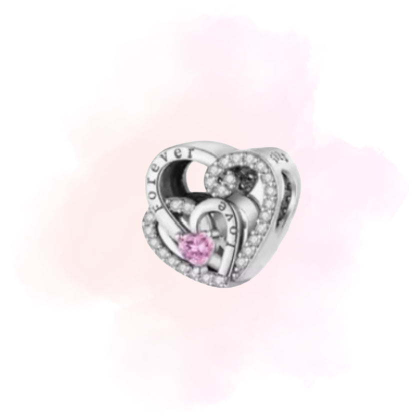 CHARM CORAZON ZIRCONIA ROSA