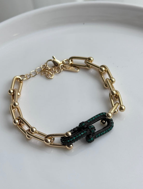 PULSERA ESLABÓN CRISTAL VERDE