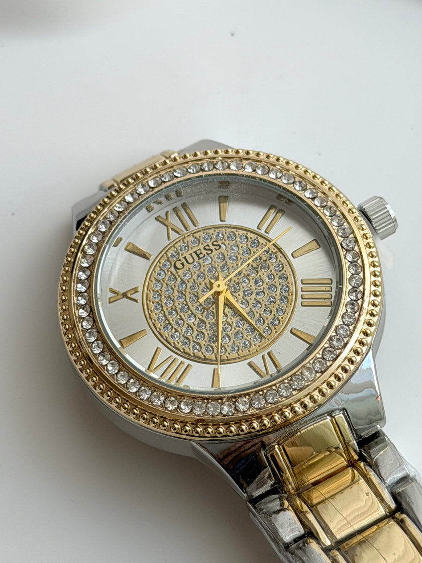 RELOJ BICOLOR CON CRISTAL