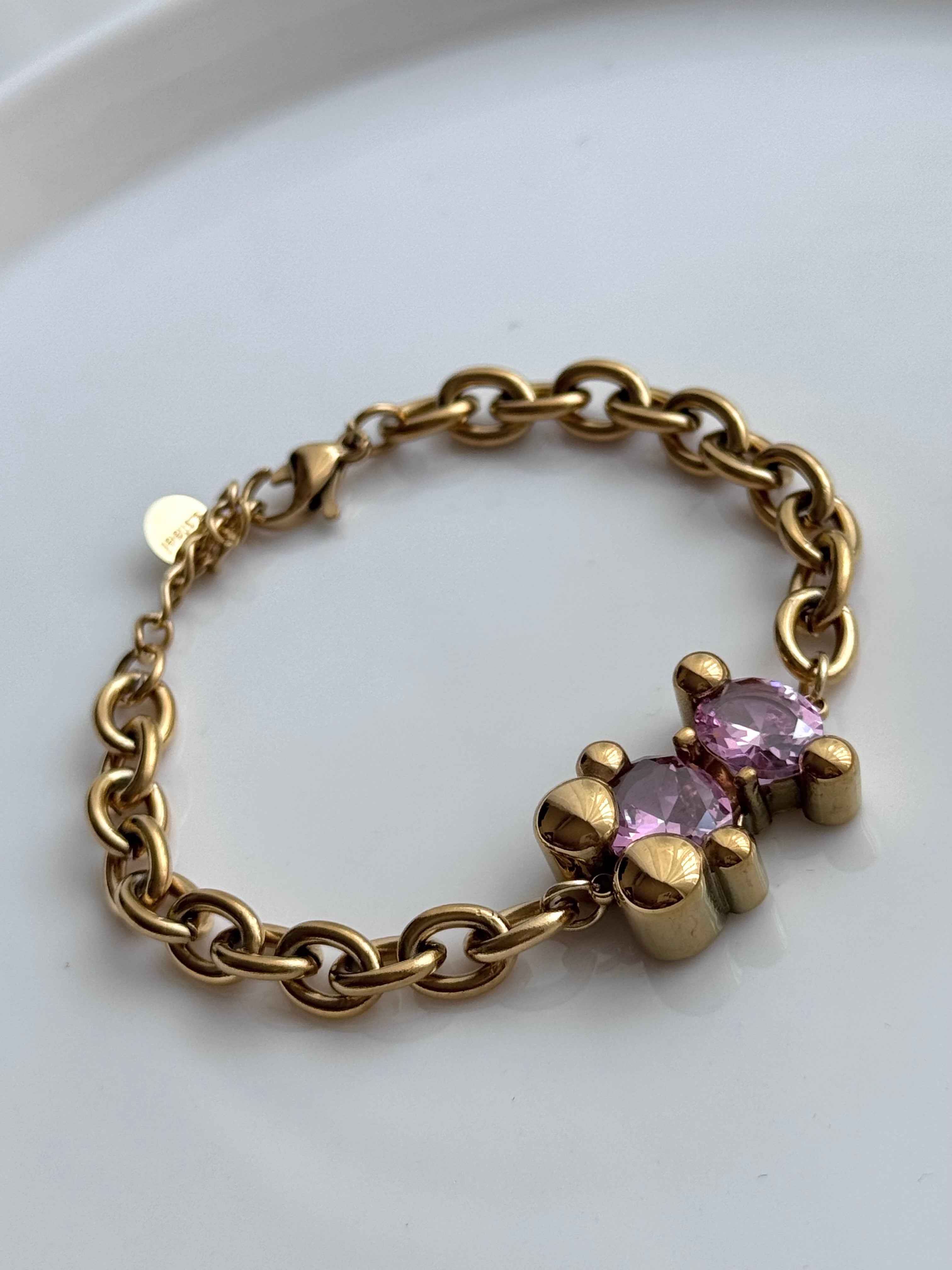 PULSERA OSO CRISTAL ROSA