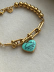 PULSERA ESLABONES CORAZON AZUL