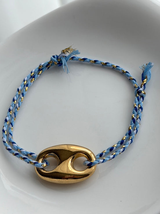 PULSERA ESLABÓN HILO AZUL