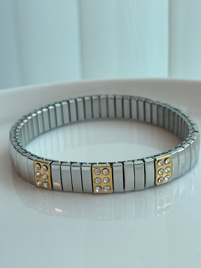 BRAZALETE STRIPES BICOLOR CON ZIRCONIA