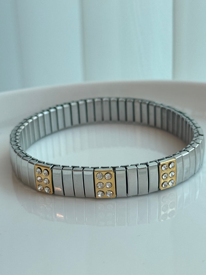 BRAZALETE STRIPES BICOLOR CON ZIRCONIA