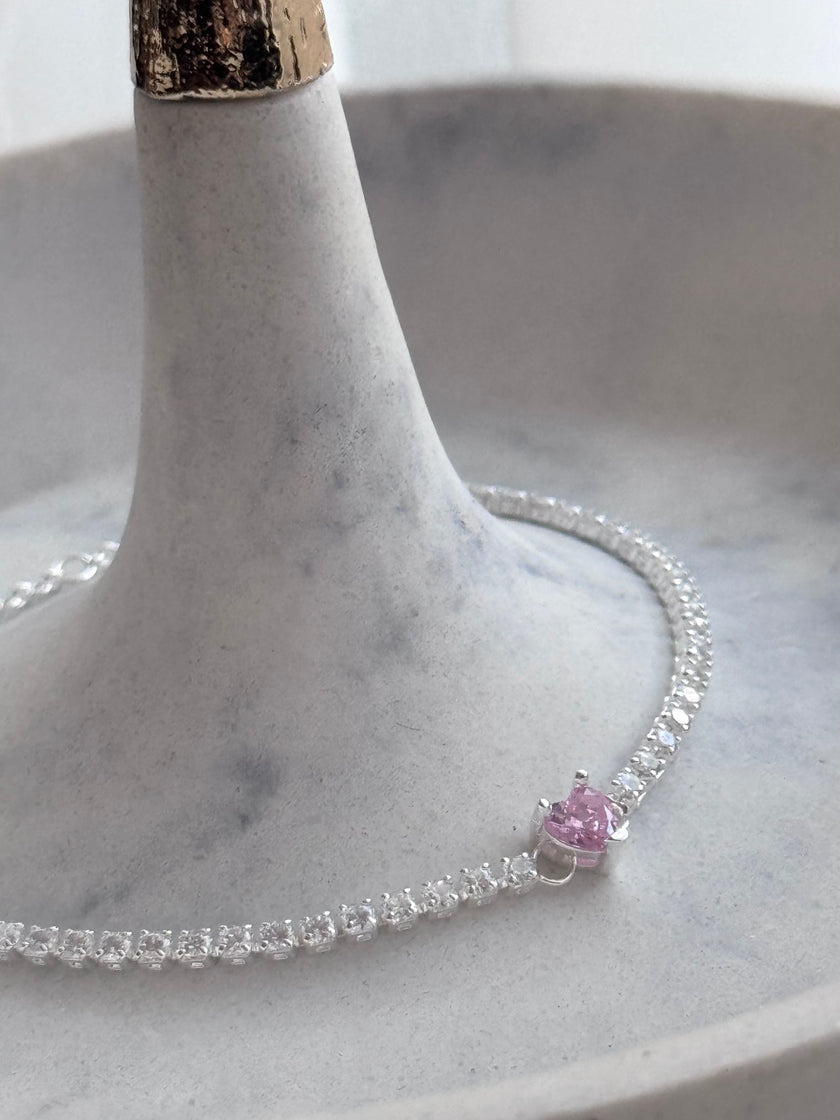 PULSERA CRISTAL CORAZON ROSA