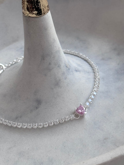 PULSERA CRISTAL CORAZON ROSA